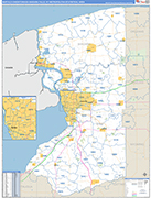 Buffalo-Cheektowaga-Niagara Falls Metro Area Wall Map Basic Style